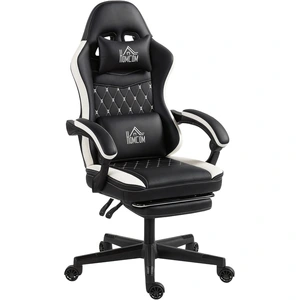 HOMCOM Chaise de jeu avec repose-pieds, chaise d'ordinateur avec couss... pas cher