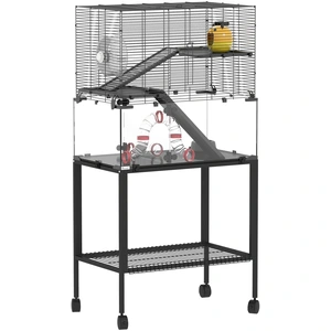 PawHut Cage pour hamster, enclos pour petits animaux à 3 niveaux, roue... pas cher