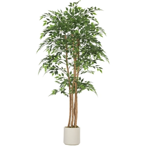HOMCOM Banian artificiel Plante artificielle avec tronc en bois massif... pas cher