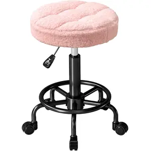 HOMCOM Tabouret roulant réglable en hauteur Tabouret pivotant 55-66 cm...