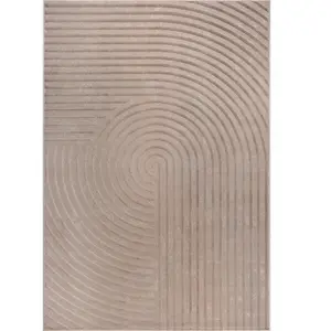 Tapis moderne poil doux, beige foncé, 80 x 150 cm pas cher