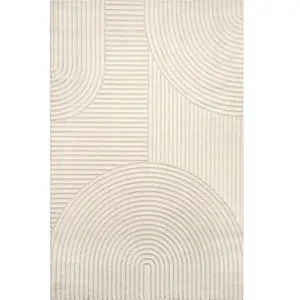 Tapis structure haute-basse moderne, beige, 80 x 150 cm pas cher