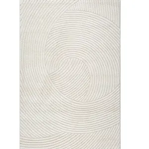 Tapis moderne motif cercle, Crème, 140 x 200 cm pas cher