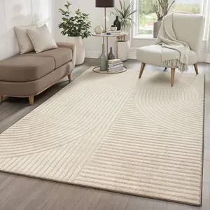 Comparateur de prix : Tapis everest moderne effet haut-bas 3d - beige - 140 x 200 cm