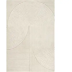 Tapis everest moderne effet haut-bas 3d - beige - 160 x 230 cm pas cher