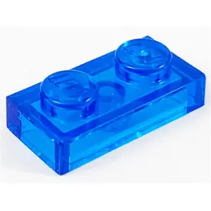 Lego® 100x 1x2 plaques 3023 - Plate Trans - bleu foncé - Trans-Dark Bl... pas cher