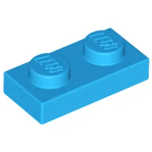 Lego® 250x 1x2 plaques 3023 - Plaque bleu azur foncé - Dark Azure pas cher