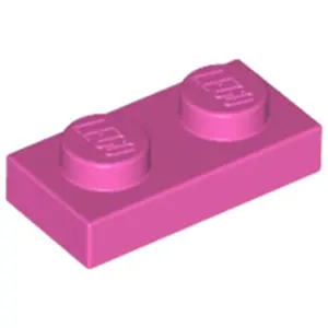 Lego® 1x 1x2 Assiettes 3023 - Assiette Rose foncé - Rose foncé pas cher