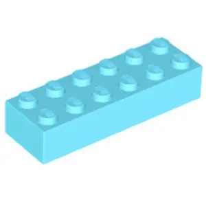 Lego® 2x6 brique 2456 - 250 pièces bleu azur moyen pas cher