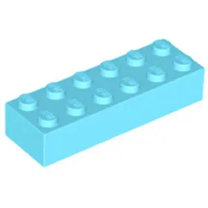 Lego® 2x6 brique 2456 - 10 pièces bleu azur moyen