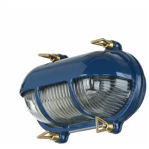 Licht-Erlebnisse Lampe d'extérieur Murale Laiton Bleu Maritime Verre IP64 l : 21 cm h :... pas cher