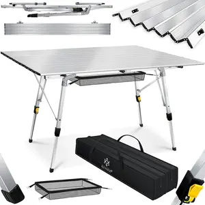 Table De Camping Pliante VEVOR En Aluminium Avec évier Et étagères – 174 Cm, 40 Kg Charge
