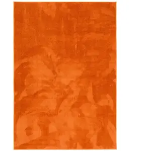 Pergamon Tapis à poils longs moelleux uni orange 80x150 cm pas cher