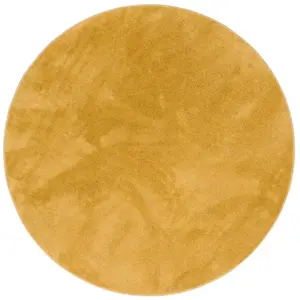 Pergamon Tapis à poils longs moelleux rond curry 120x120 cm pas cher