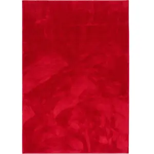 Pergamon Tapis à poils longs moelleux uni vin rouge 140x200 cm pas cher