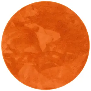 Pergamon Tapis à poils longs moelleux rond orange 160x160 cm pas cher