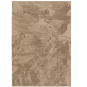 Pergamon Tapis à poils longs moelleux uni taupe 80x150 cm pas cher