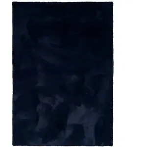 Pergamon Tapis en fausse fourrure ultra doux bleu foncé 70x140 cm pas cher