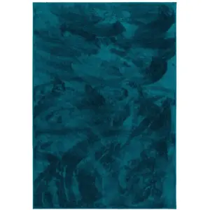 Pergamon Tapis à poils longs moelleux uni pétrole 120x170 cm pas cher