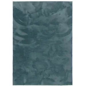 Pergamon Tapis en fausse fourrure uni gris bleu 200x290 cm pas cher