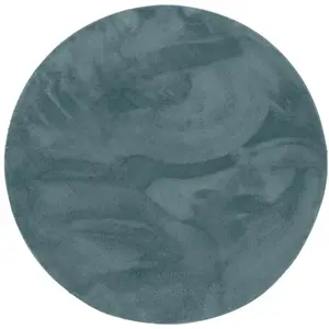 Pergamon Tapis en fausse fourrure rond uni gris bleu 200x200 cm pas cher