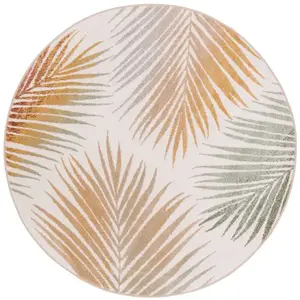 Pergamon Tapis rond à feuilles beige 120x120 cm pas cher