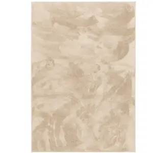 Pergamon Tapis à poils longs moelleux uni beige 140x200 cm pas cher