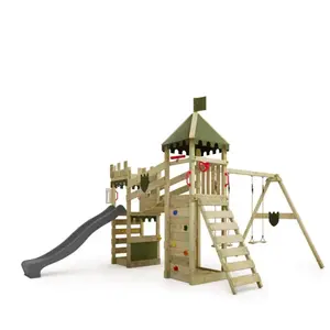 Aire de jeux en bois FATMOOSE RiverRun avec balançoire et toboggan ant...