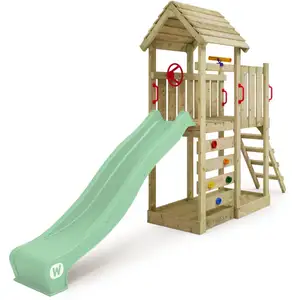 Wickey - Aire de jeux Portique bois JoyFlyer avec toboggan Maison enfa... pas cher