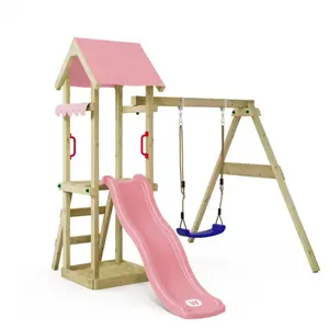 Comparateur de prix : WICKEY Aire de jeux avec toboggan TinyWave rose pastel
