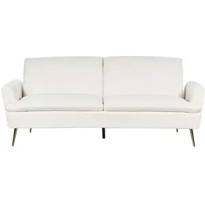 Beliani Canapé convertible 3 places en velours blanc cassé vettre 417531 pas cher