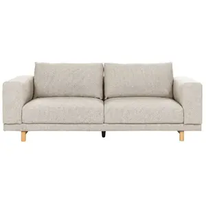 BELIANI Canapé pour 3 Personnes Beige Clair en Tissu Bois d'Hévéa et Eucalyptus Nivala pas cher