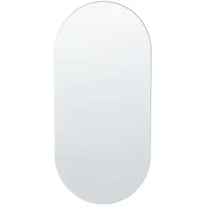 BELIANI Miroir Mural Décoratif Ovale Sans cadre 40 x 80 cm En Verre Argenté Alfortville