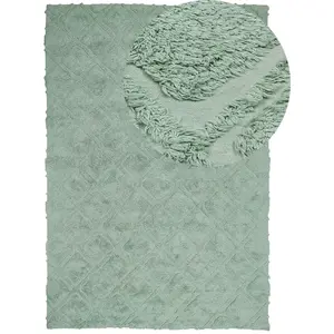 BELIANI Tapis en coton vert 160 x 230 cm HATAY pas cher
