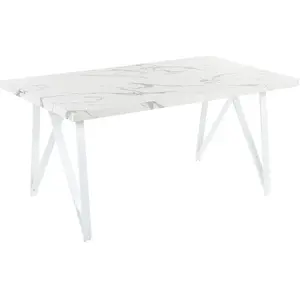 Comparateur de prix : BELIANI Table de salle à manger blanche effet marbre GRIEGER