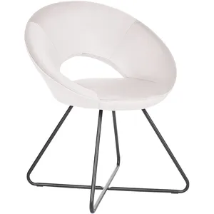 BELIANI Chaise design en velours blanc cassé RACHEL pas cher