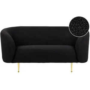 BELIANI Canapé 2 places en tissu bouclé noir et doré LOEN