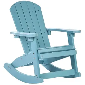 Comparateur de prix : BELIANI Chaise de Jardin à Bascule pour Enfants Plastique Effet Bois Patio Terrasse Bleu Clair Adirondack