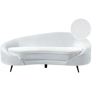 BELIANI Canapé 3 Places Courbé Glamour en Velours Blanc et Pieds Métalliques Noir Savar pas cher