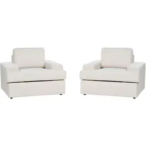 Comparateur de prix : BELIANI Lot de 2 fauteuils en tissu beige clair ALLA