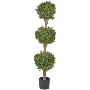 Comparateur de prix : BELIANI Plante Artificielle en Pot Noir Plastique 154 cm Décoration d'Intérieur et Extérieur Buxus Ball Tree