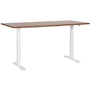 Comparateur de prix : BELIANI Table À Hauteur Ajustable Électrique Bois Foncé Destines