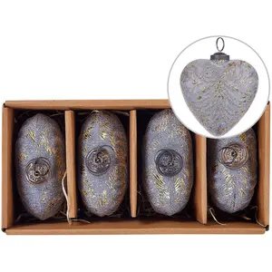Comparateur de prix : BELIANI Lot de 4 boules coeur en verre gris feriable