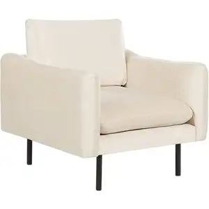 Comparateur de prix : BELIANI Fauteuil en Velours Beige Clair Aluminium Bois de Pin et Contreplaqué Rembourré en Mousse Vinterbro