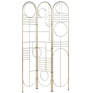 BELIANI Séparateur de pièce à 3 panneaux en métal doré 100 x 170 cm turania pas cher