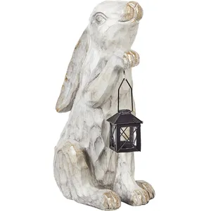 Beliani Statue de jardin GERLAND Lapin Blanc cassé