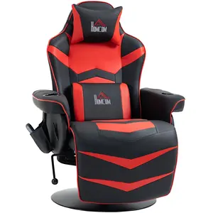 HOMCOM Fauteuil Gaming, Fonction de Massage, Dossier Inclinable, Repos... pas cher