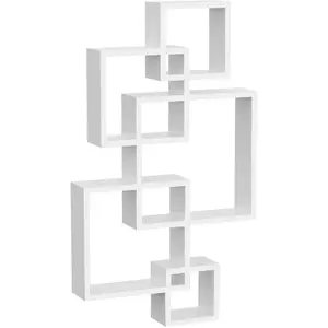 HOMCOM Etagère murale flottante, 5 étagères, bois massif, Blanc pas cher