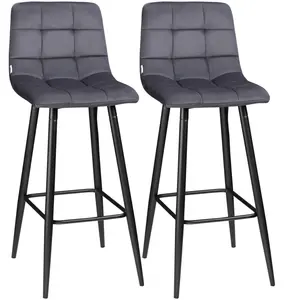 HOMCOM Lot de 2 tabourets de bar avec repose-pieds au design rétro 42 ... pas cher