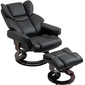 HOMCOM Fauteuil inclinable avec repose-pieds, fonction allongée, pivot... pas cher